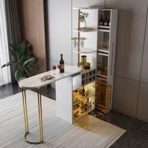 Elegant Modern Bar Unit Wine Bottle Drawer Storage Party Office Tabletop Sturdy