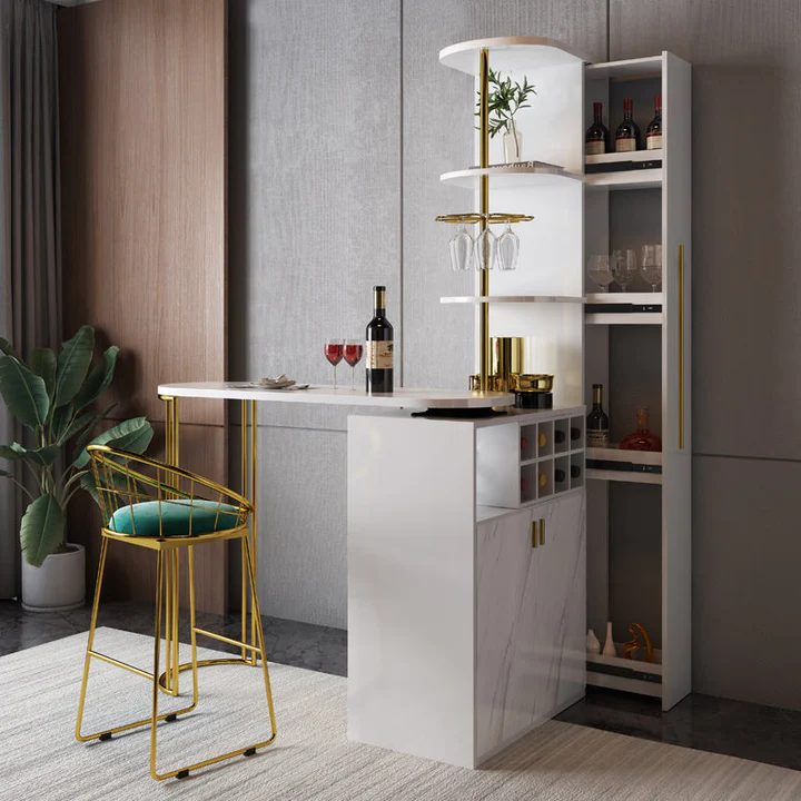 Elegant Modern Bar Unit Wine Bottle Drawer Storage Party Office Tabletop Sturdy - Image 5