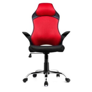 Racing Rocker Gaming Chair Red Color Front & Back View