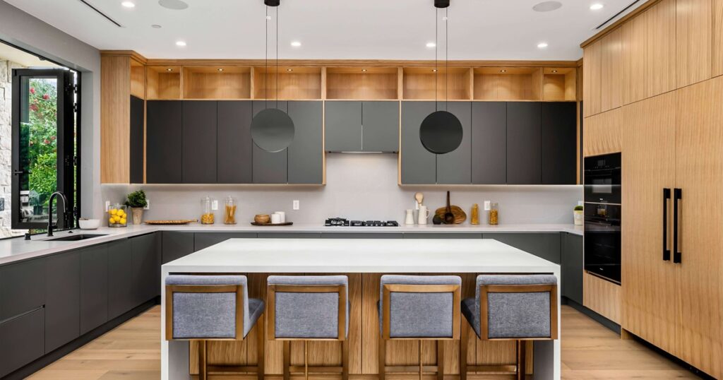 Contemporary fitted kitchen cabinetry in a modern home