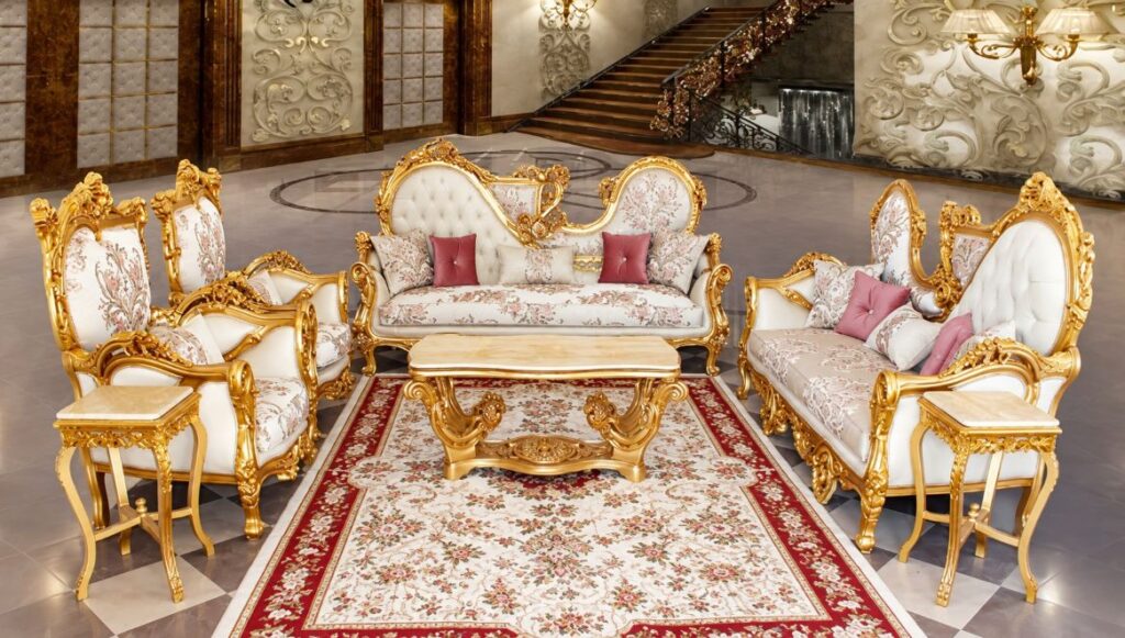 Custom-made gold and cream royal furniture set